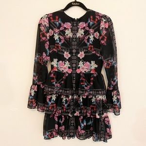 Bebe Floral Layered Long Sleeve Dress